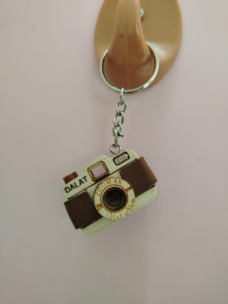Personalized Wooden Camera Keychain | Custom Name Engraved Camera Key ...