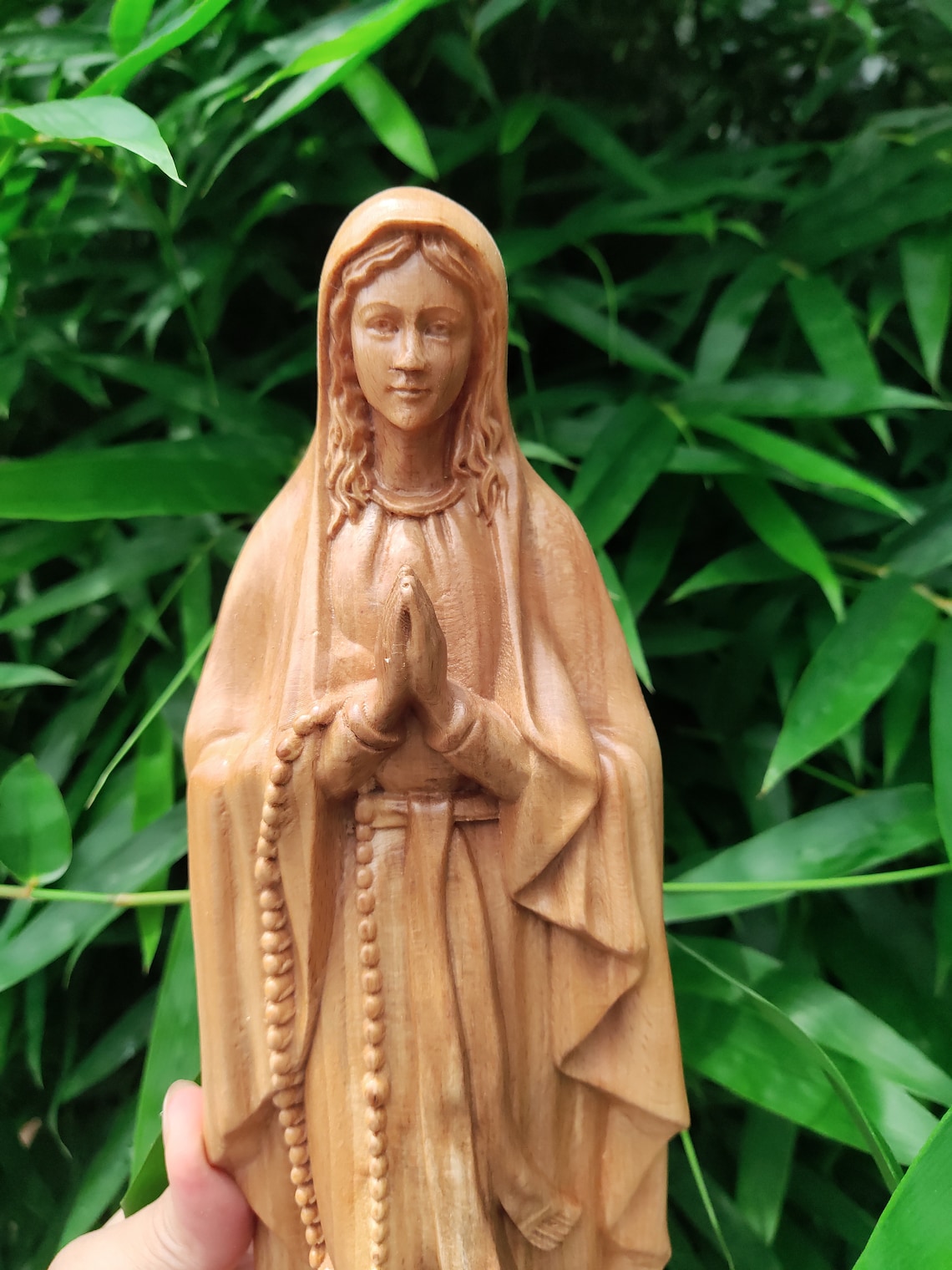Wooden Statue of Virgin Mary Praying With Her Hands Clasped Etsy