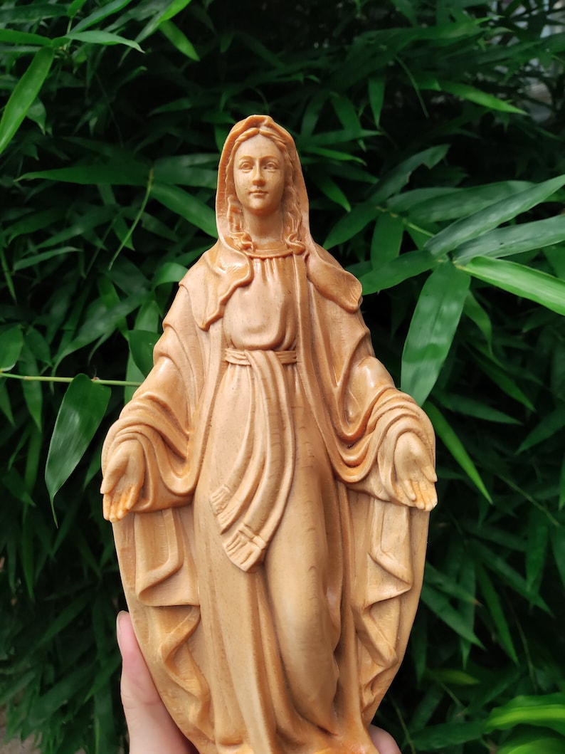 Wooden Statue of Mother Mary Mother Mary Statue Virgin Our Etsy