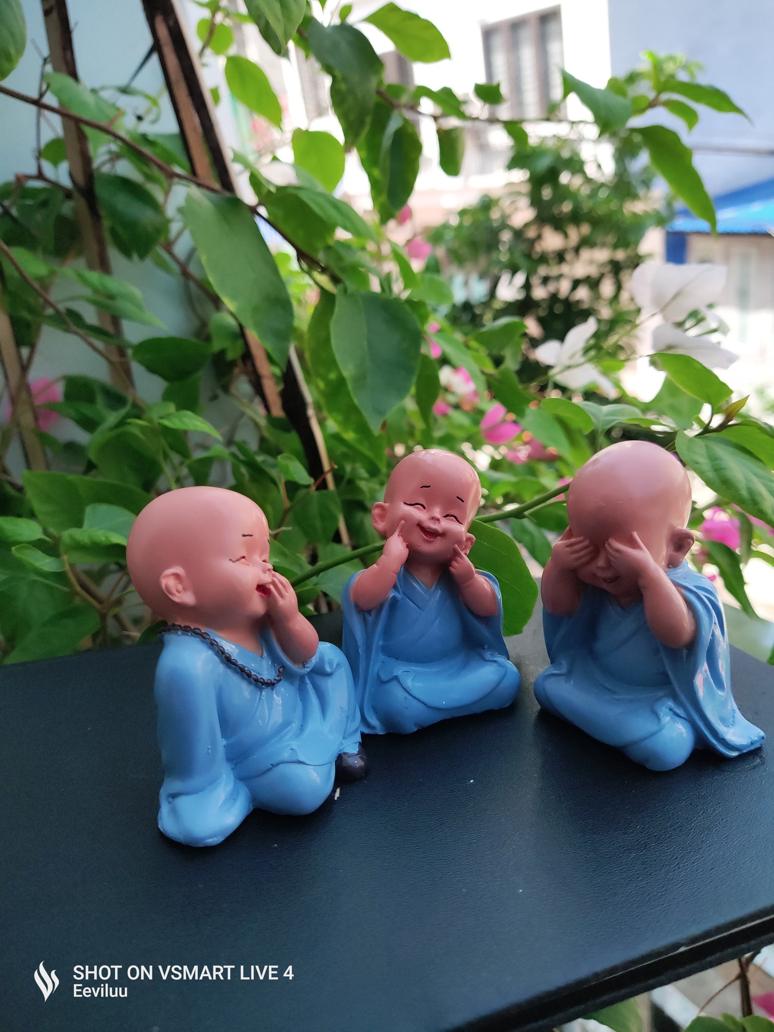 Laughing Buddha Statue Set 3 Little Buddha See No Evil Hear No Etsy