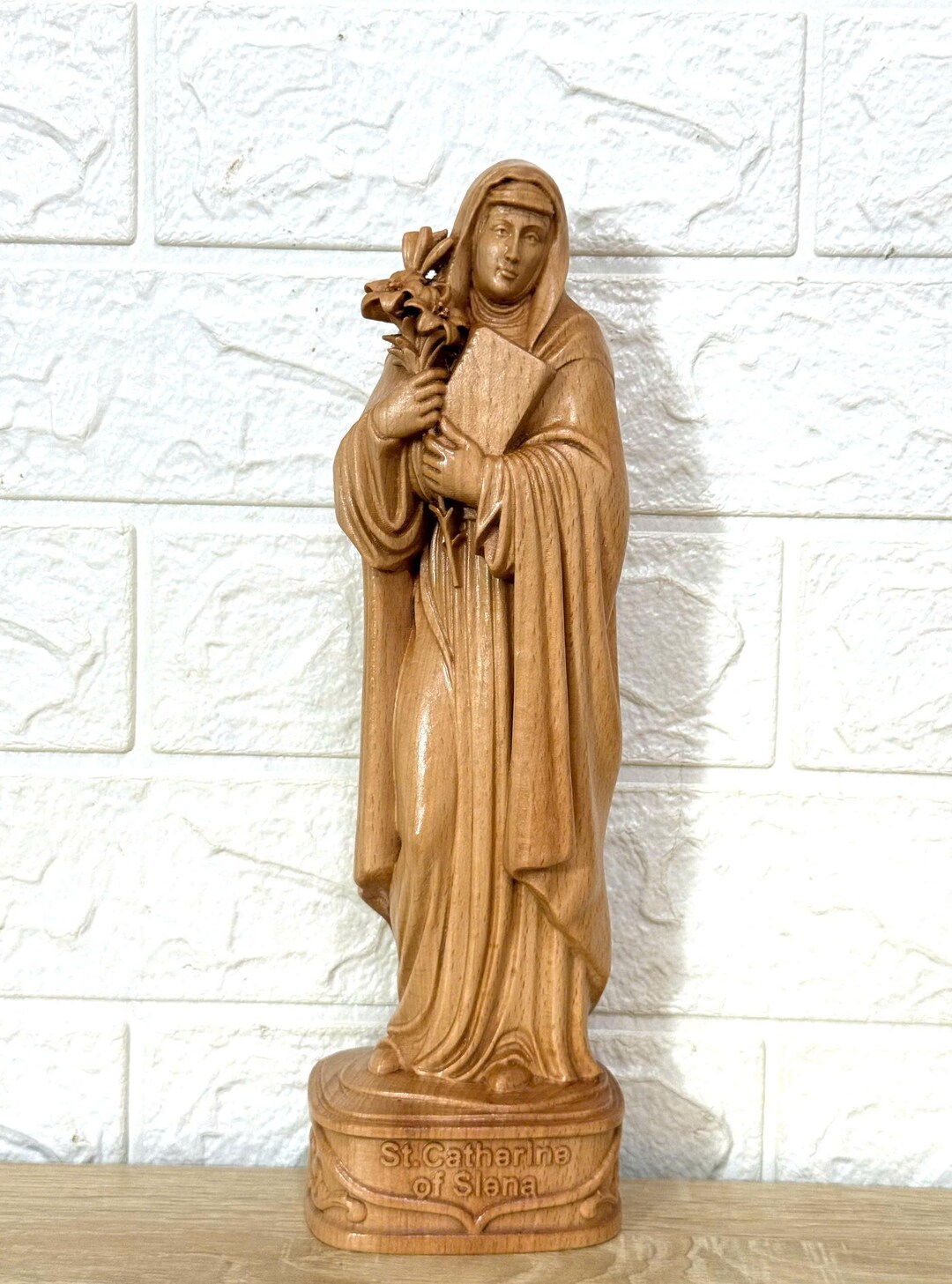 St. Catherine of Siena Wood Statue - Catholic Religious Gift & Home ...