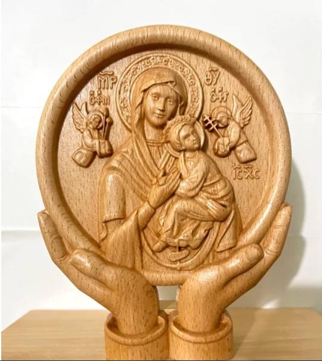 Our Lady of Perpetual Help Wooden Statue 18x14cm | Virgin Mary & Child ...