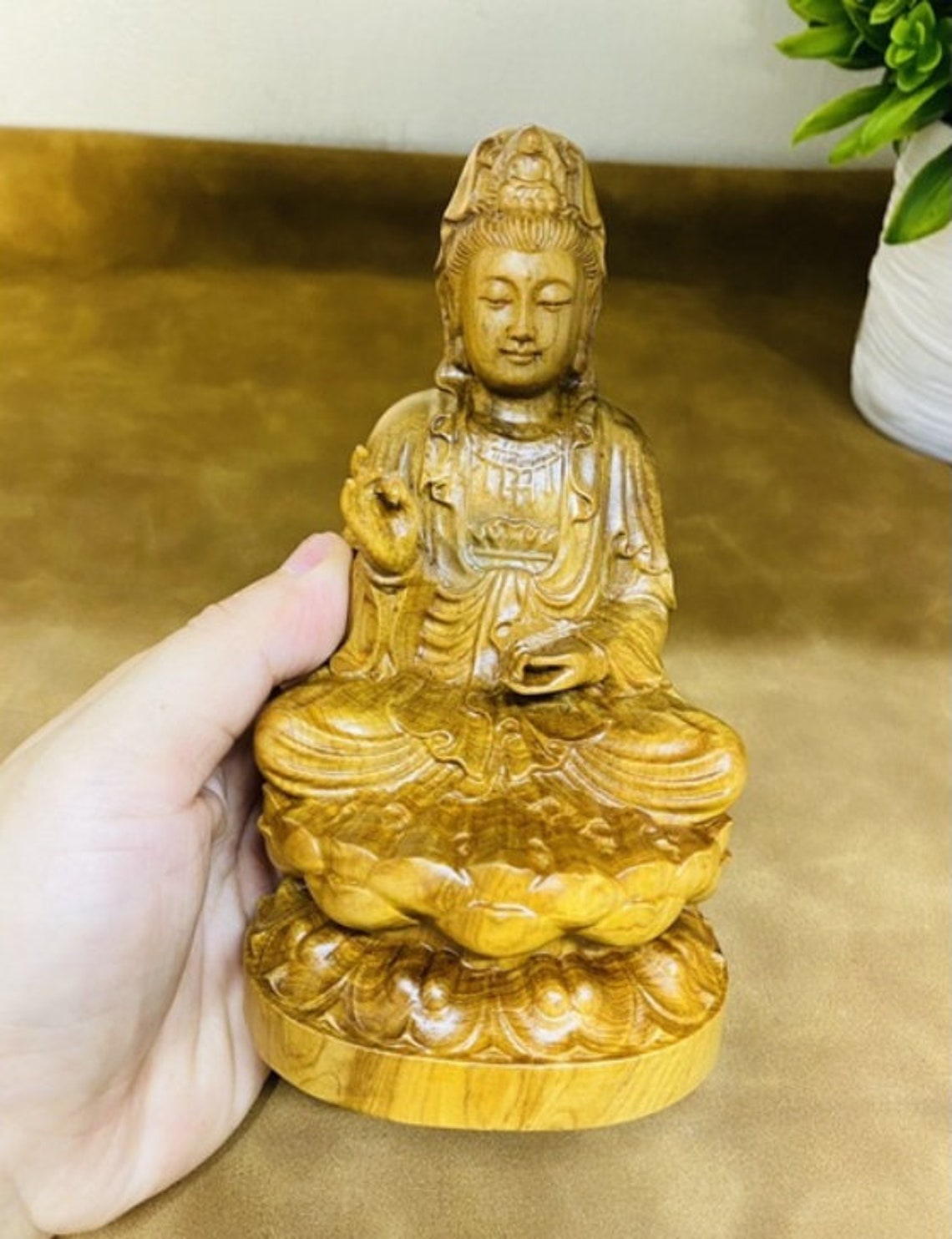 Handicrafted Wooden Statue of Guan Yin Bodhisattva Sitting on Etsy