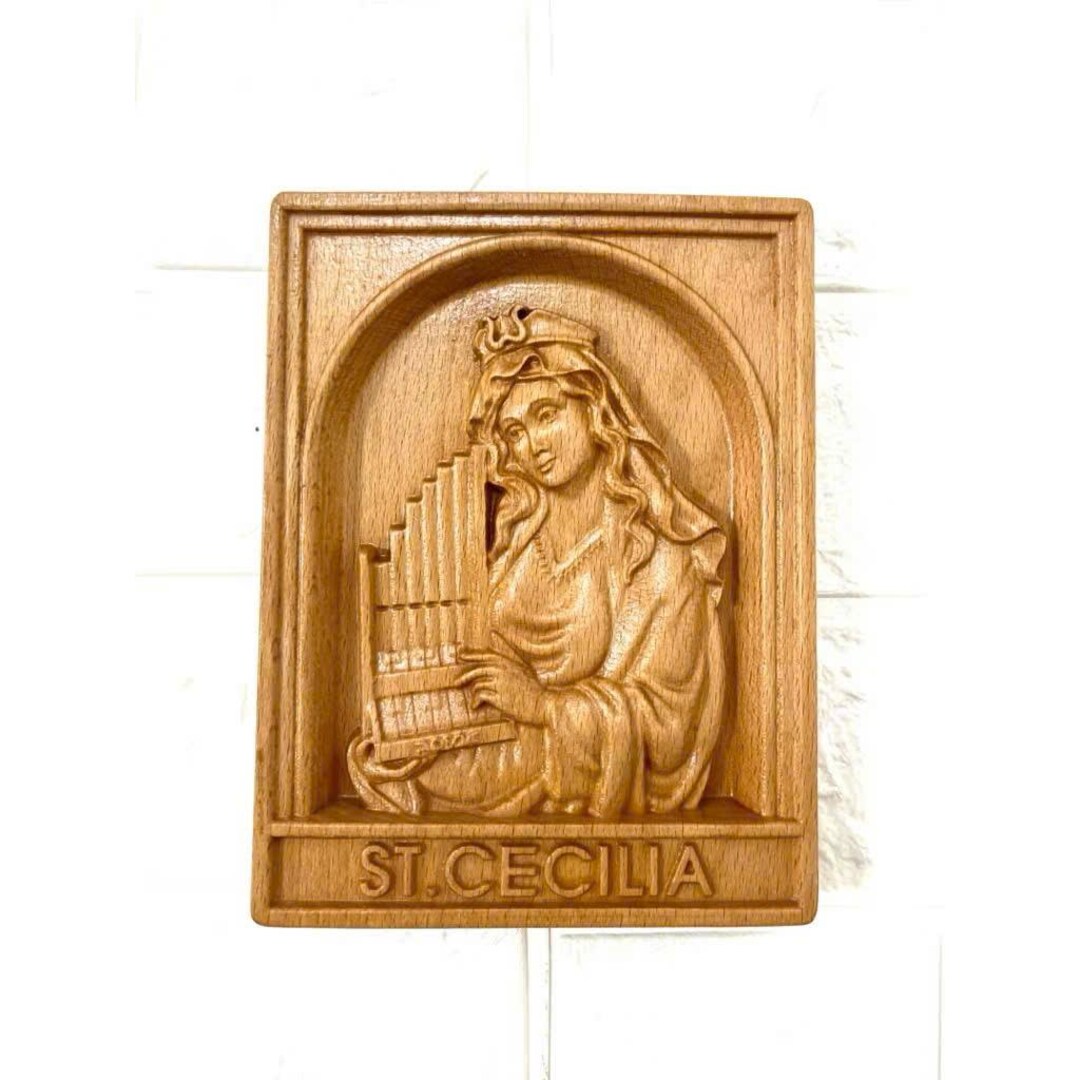 Wooden St. Cecilia Statue | Patron Saint of Musicians - Etsy