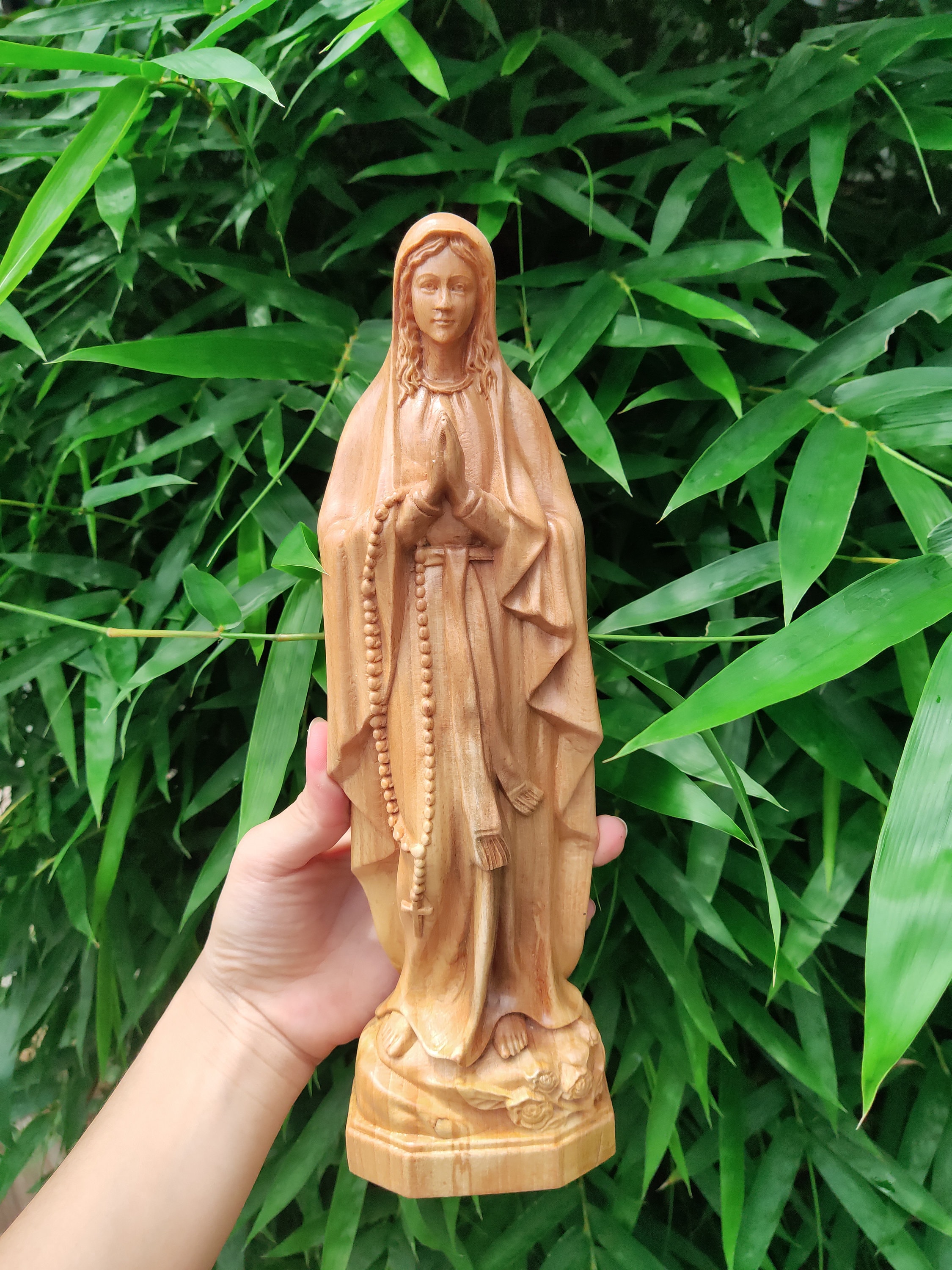 木製の聖母マリア像、聖母マリア彫刻（20/30 cm） - Etsy 日本
