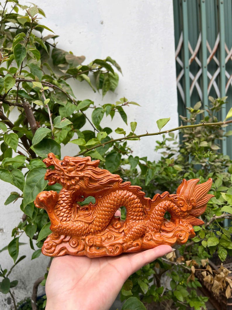 Insense Wood Dragon Statue, Feng Shui Decor (25cm) image 2