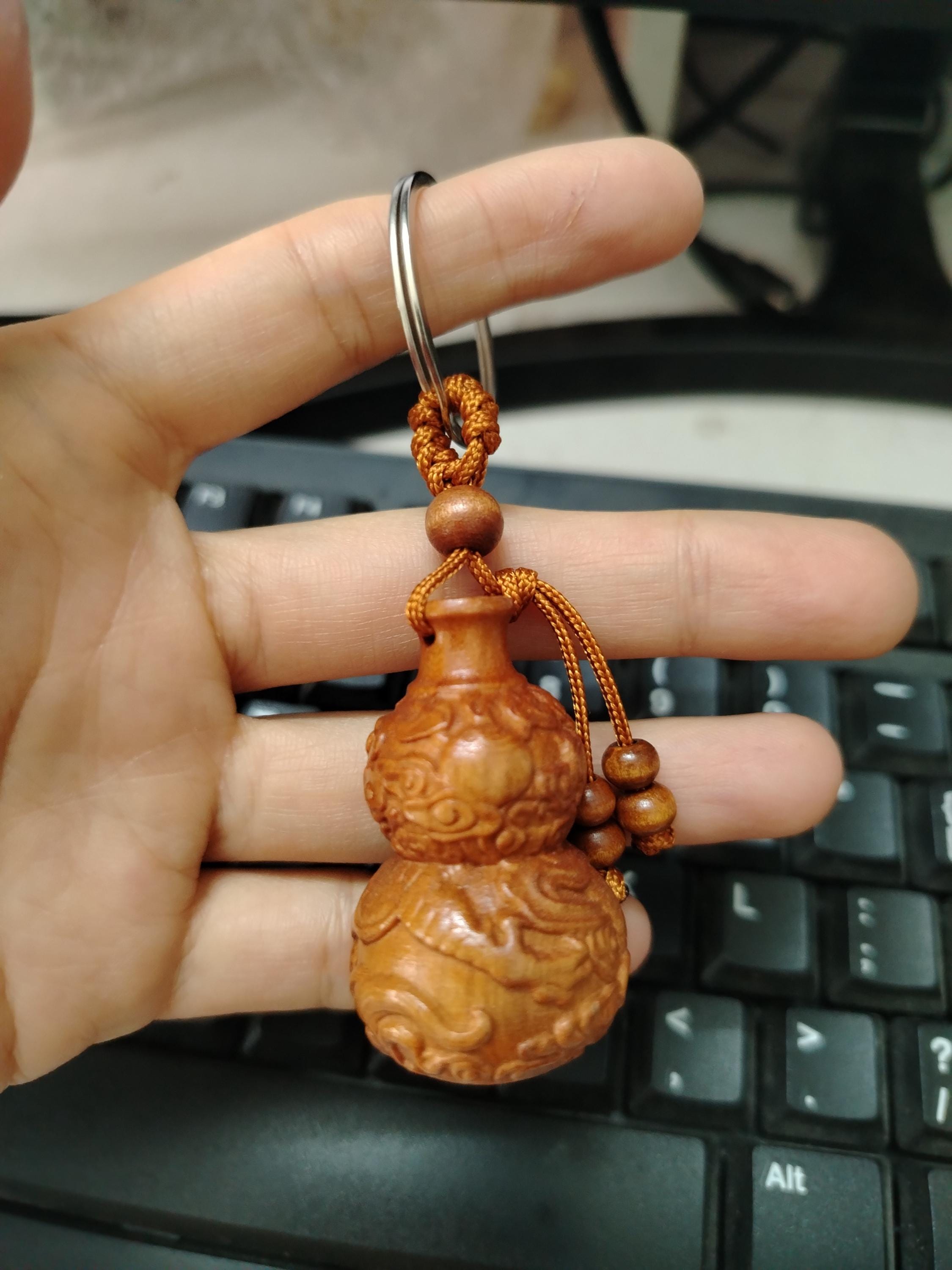 Feng Shui Gourd With Dragon Keychain | Wu Lou Protection Charm 4.5