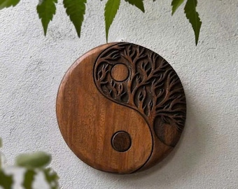 Décoration murale Yin Yang en bois – Décoration Feng Shui