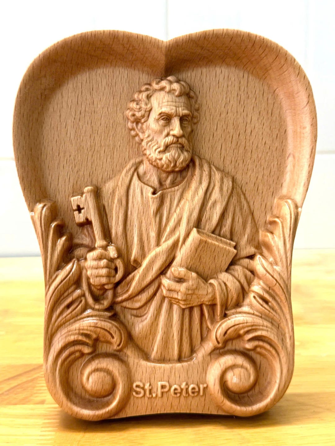 Handmade St. Peter Wooden Statue, Apostle of Faith, 7 Inch - Etsy