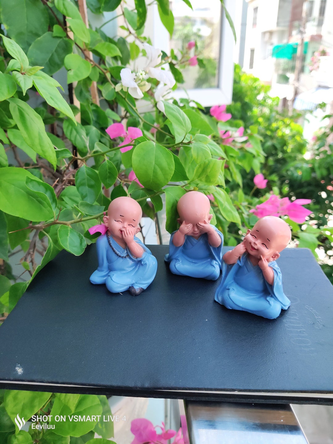 Laughing Buddha Statue Set 3 Little Buddha See No Evil Hear No Etsy