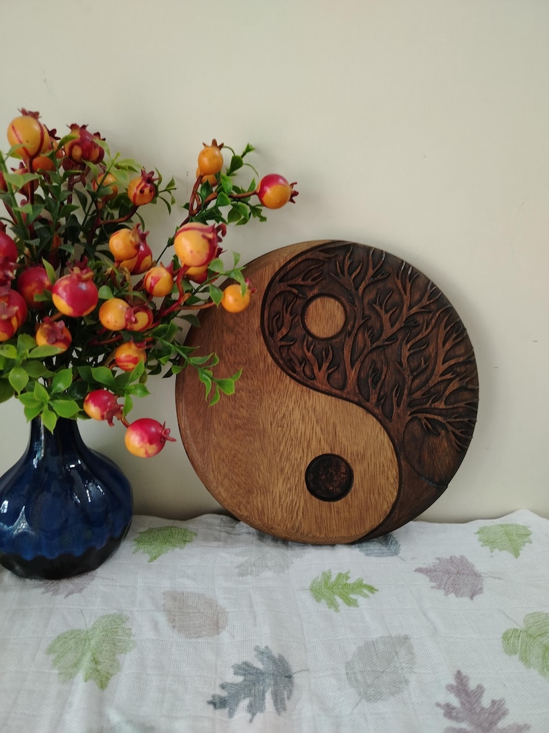 Wooden Yin Yang Wall Art – Feng Shui Decor image 4