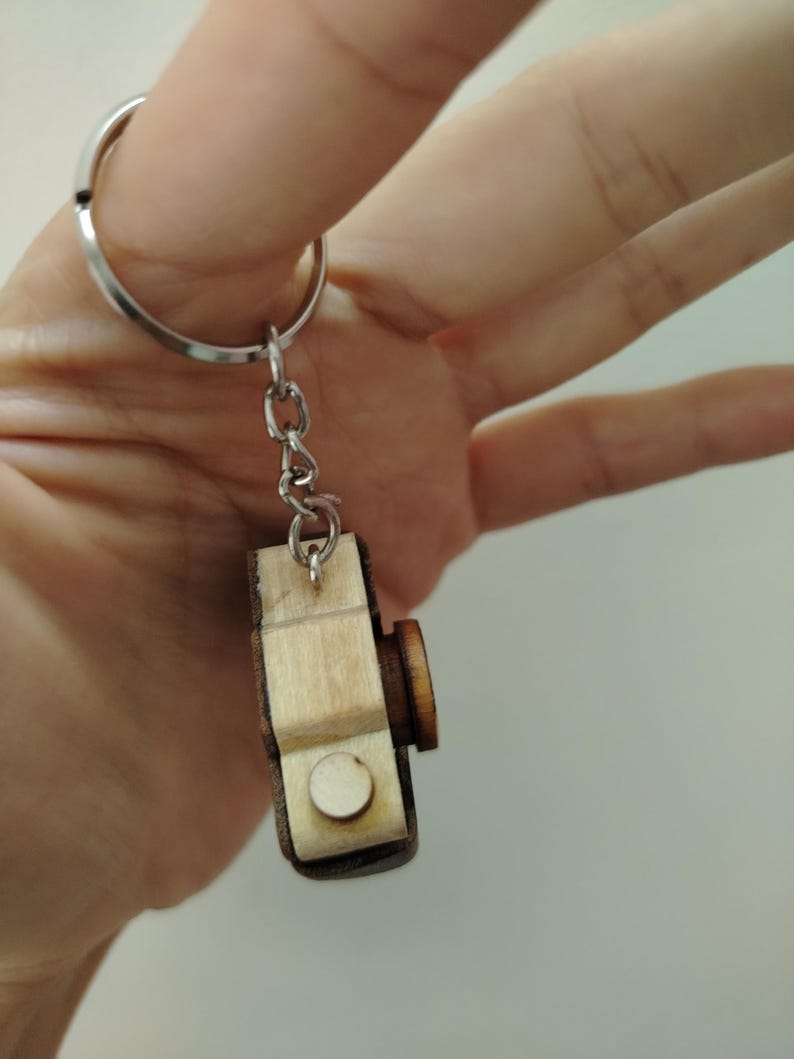 Personalized Wooden Camera Keychain | Custom Name Engraved Camera Key ...