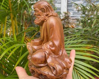 Vintage Pure Copper Bodhidharma Statue Collection Chinese Hand Carved