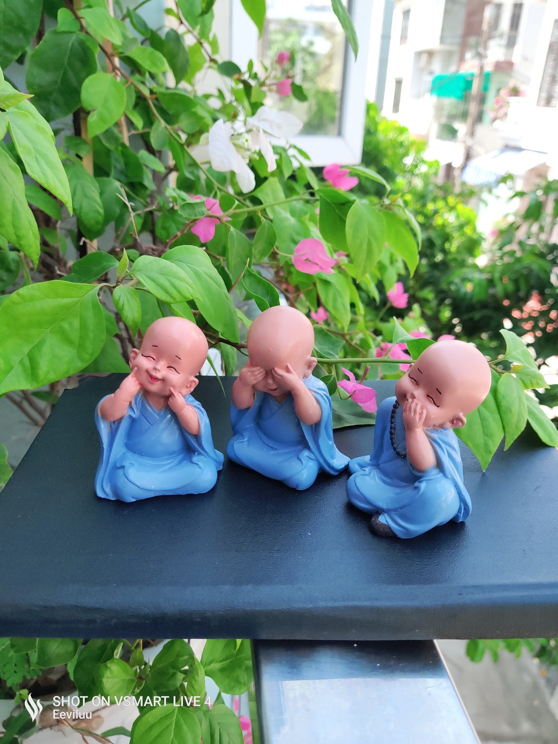 Laughing Buddha Statue Set 3 Little Buddha See No Evil Hear No Etsy
