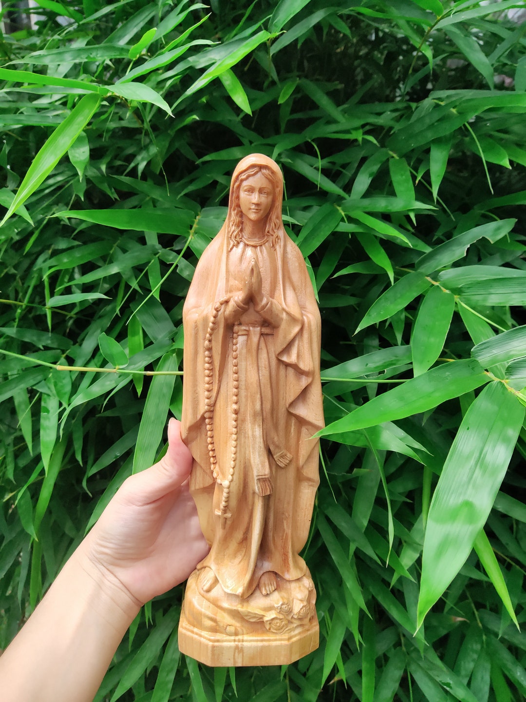 Wooden Statue of Virgin Mary Praying With Her Hands Clasped, Virgin Our