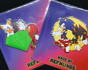 Sonic + Shadow, Rouge + Knuckles Static Cling Reusable Stickers