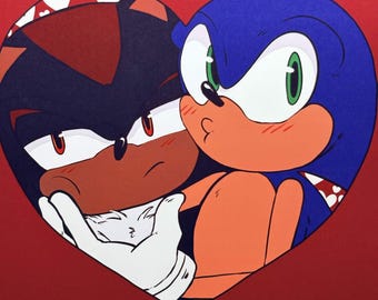 Sonic and Shadow Sonadow Heart Square Print