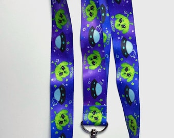 GLORP Alien Dog Space UFO Galaxy Lanyard