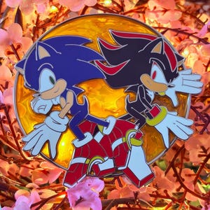 Sonic and Shadow the Hedgehog Rival Hedgehogs Adventure Enamel Pin