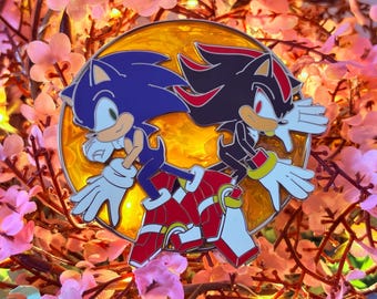 Sonic and Shadow the Hedgehog Rival Hedgehogs Adventure Enamel Pin
