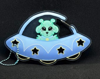GLORP Alien Dog Space UFO Large Carabiner