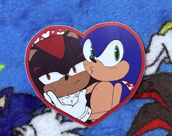 Sonic and Shadow Heart Shaped Sticker Sonadow Shadonic
