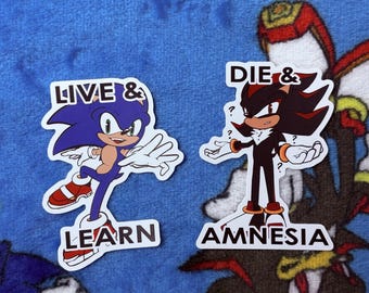 Sonic and Shadow Live & Learn/ Die + Amnesia Meme Stickers