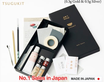 Food safe Kintsugi Repair kit - Traditional TSUGUKIT (0.3 g of 23kt Gold Powder & 0.5 g of Silver Powder Included)  Straight from Japan