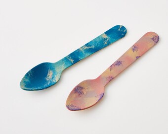 Two-Piece Color Spoon Set Hana Floral Spoon & Tsugaru Strait Waves Spoon｜Food Safe