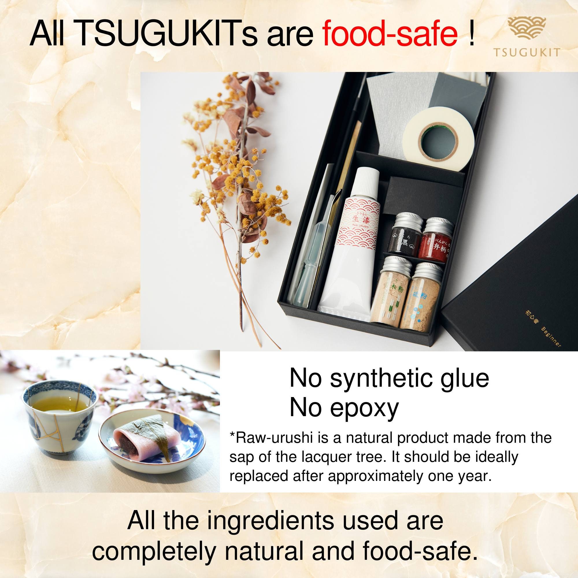 Chimahaga Basic Kintsugi Kit - Food Safe - Japanese traditional repair  urushi DIY