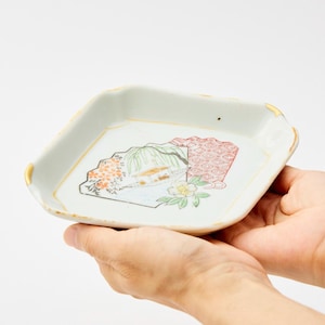 KINTSUGI Willow-Yakatabune Diamond Small Plate｜Food Safe