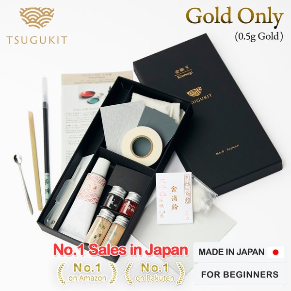 Food safe Kintsugi Repair kit - Gold Only TSUGUKIT - (Traditional Japanese Urushi lacquer and 0.5 g of Genuine 23 kt Gold Powder included)