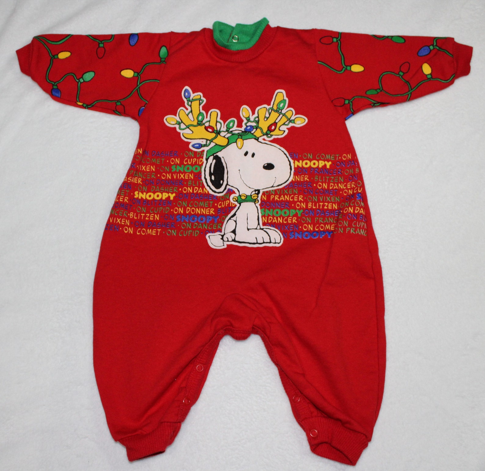 Vintage 1970's Peanuts Snoopy Christmas Onesie/Bodysuit Etsy