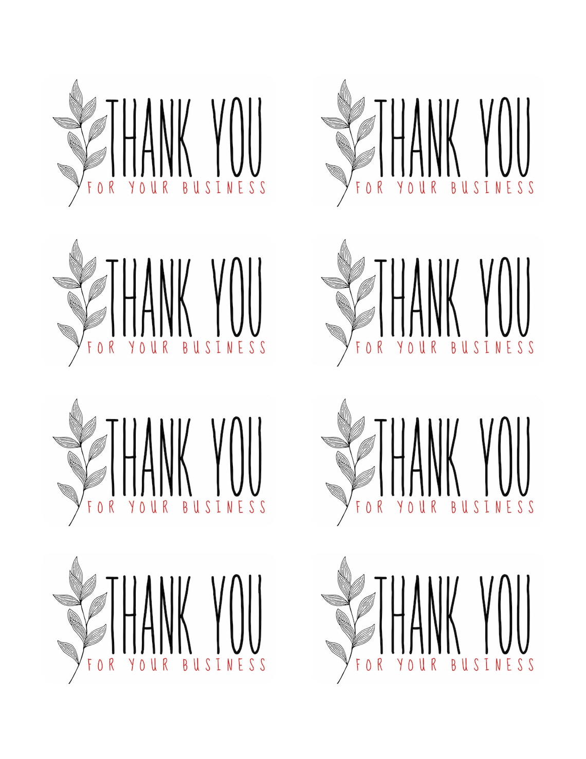 Ready to Print 8 Thank You Card Template PDF File Etsy