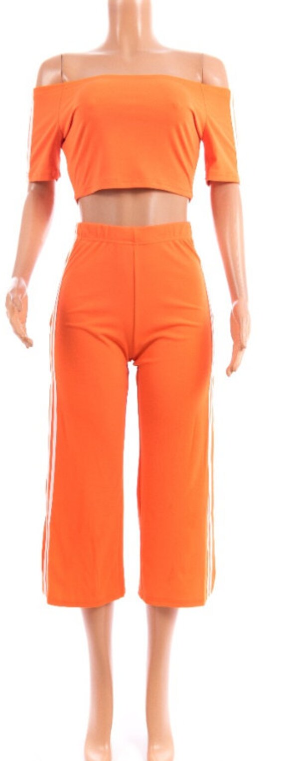 Orange Two Piece Pants Set Etsy