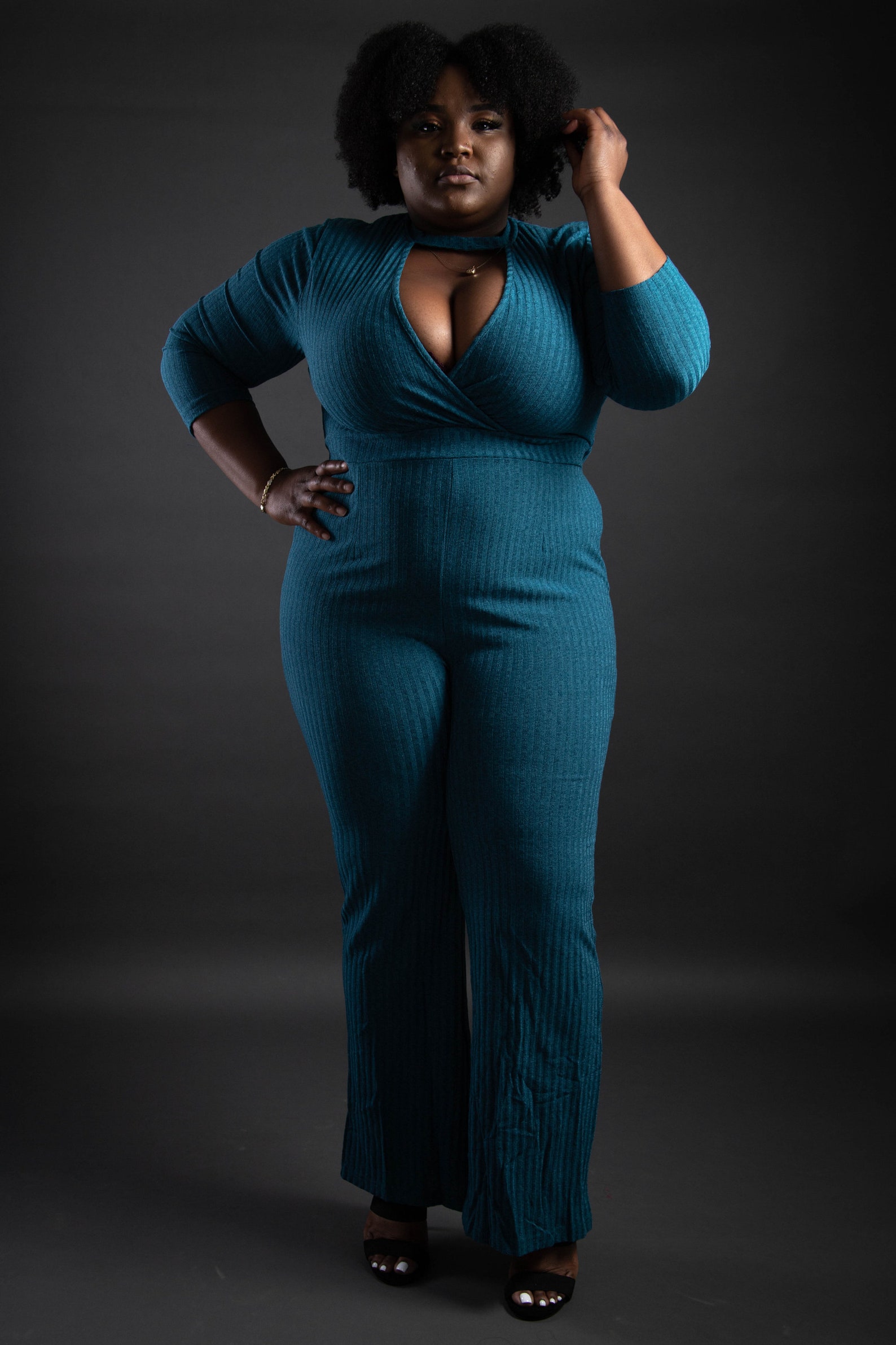 The Bell Sleeve Jumpsuit - Darkteal