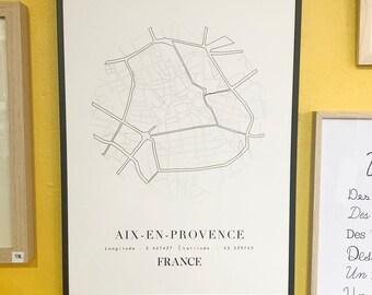 Affiche et cadre AIX EN MAP
