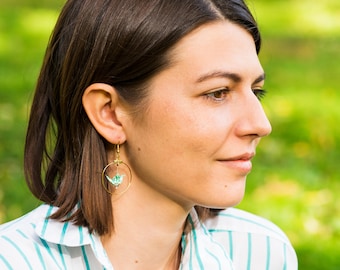 Boucles d'oreille créoles origami motifs vagues seghaia laiton doré LES CREATIONS D'ELI