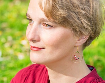 Boucles d'oreille créoles origami fleuries sakura laiton doré LES CREATIONS D'ELI