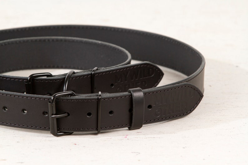 Matching dog and owner Brown full grain leather belt leather dog collar Artisan handmade in Europe Premium quality Full grain leather