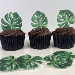 Essbare tropische Blätter aus 100% vorgeschnittener Dschungel Geburtstagstorte / Cupcake Dekoration
