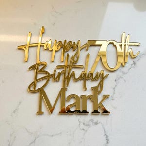 Personalised acrylic Birthday cake topper with Name  and age - Custom script cake topper cake decorations - Custom Name Acrylic Cake Topper