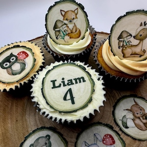 Essbare süße Waldtiere Cupcake Toppers - vorgeschnittene essbare Cupcake Dekorationen für Geburtstag, Babyparty, Taufe Dekorationen