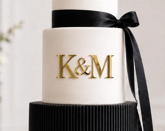 Custom Acrylic Monogram Cake Topper - Personalized Wedding Cake Monogram Charm for Wedding Cake