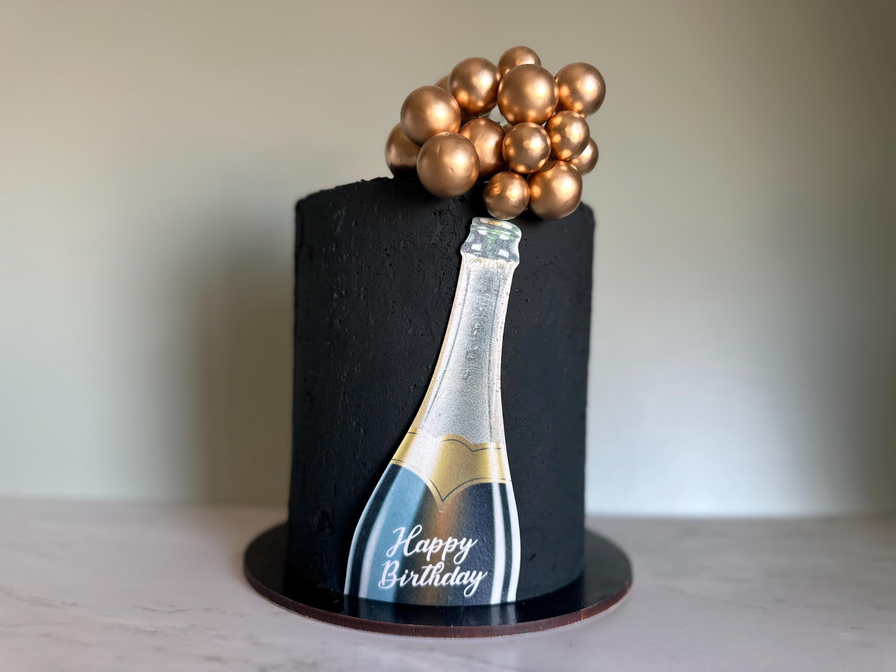 Personalised Prosecco bottle cake topper Edible cake decorations for birthdays, anniversaries, graduation, retirement and other celebrations