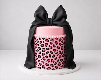 Pink Animal Print Icing Sheet or Wafer Card - Pink and Black Leopard Print Edible Cake Wrap