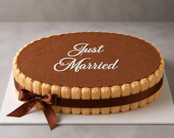 Personalised Acrylic Script Lettering for Tiramisu Wedding Cakes, Just Married Cake Decoration, No Stencil Needed,  Tiramisu Cake Charm,