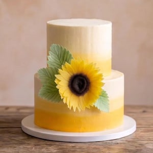 Sunflower Cake Topper, Layered Wafer Paper (Vegan, Gluten Free)