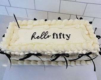 Milestone Birthday Cake Charm, Hello Age Cake Charm, Acrylic Script Birthday Cake Decoration Personalised Forty Thirty Sixty 30th 40th 50th