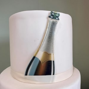 Decorazione per torta a forma di bottiglia di Prosecco - Decorazioni per torte commestibili per compleanni, anniversari